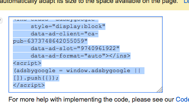 Code for Google ads